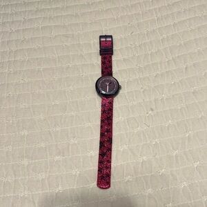 Swatch Flik Flak Girls’ Watch Glitter Hot Pink & Purple Stars NEW in case